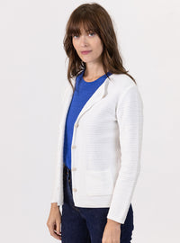 Cardigan femme coton blanc crème fabriqué en France