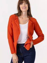 Cardigan femme coton orange terracotta fabriqué en France