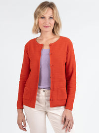 Cardigan femme en coton orange terracotta