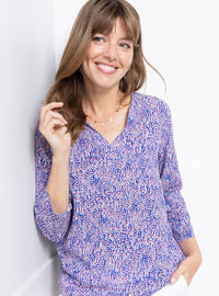 Blouse femme pois bleu Made in France