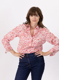 chemisier femme liberty rouge cerise coton fabrique en France