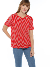 pull femme coton rouge creme made in france