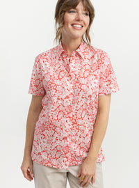 chemisier femme liberty rouge cerise fabriqué en France