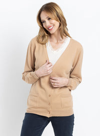 Gilet femme cachemire beige douceur fabrication française