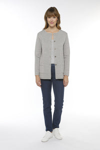 Veste longue en laine - BEIGE CHINE