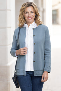 Veste longue en laine - BLEU RIVIERE