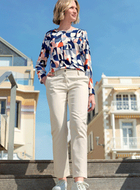 Blouse femme imprimé 100% viscose bleu élégant
