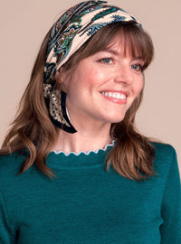 foulard carre femme bleu cachemire viscose made in france