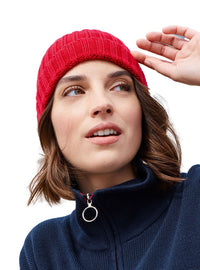 Bonnet femme en laine mérinos rouge