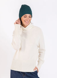 Bonnet femme vert nuit en laine mérinos fabriqué en France