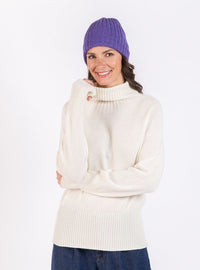 Bonnet femme violet foncé en laine mérinos fabriqué en France