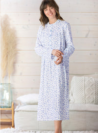 chemise de nuit coton pois bleus femme made in France