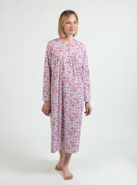 Chemise de nuit femme en coton rose rouge