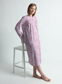 Chemise de nuit femme en coton rose rouge