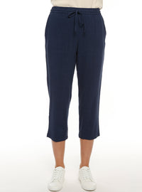 pantacourt femme lin taille elastiquee