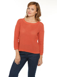 pull femme coton orange ocre made in france