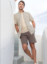 Bermuda homme gris taupe coton élasthanne