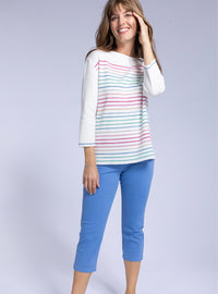 pantacourt jegging femme bleu confort