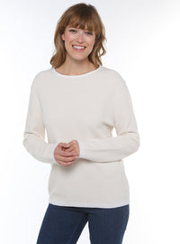 pull femme laine chevrons beige made in france