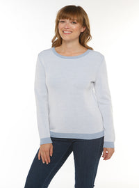 pull maille anglaise brode bleu ciel chine made in france