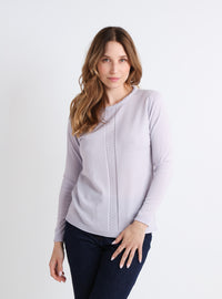 pull laine mérinos femme gris plume maille chevron face