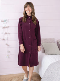 robe de chambre polaire femme violet prune col montant