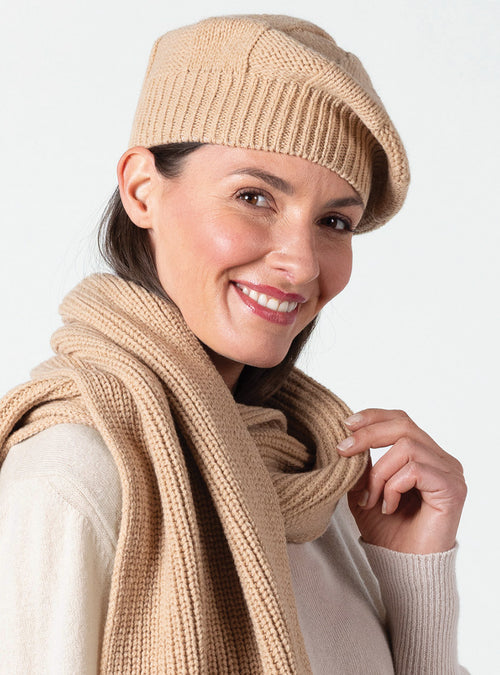 Accessoire hiver femme béret beige en laine recyclée