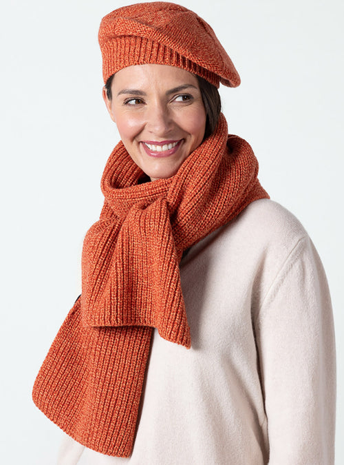 béret chaud femme orange mouline fabriqué en France