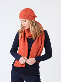 béret femme orange mouline laine lambswool