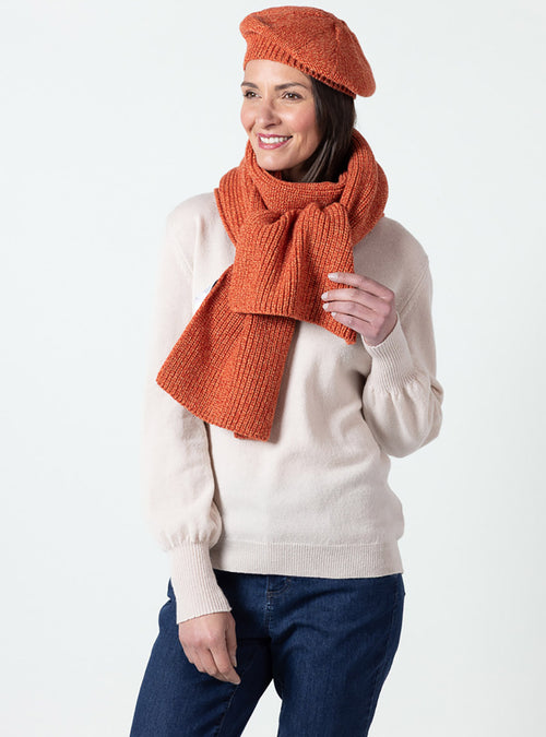 béret femme orange mouline laine merinos recyclee