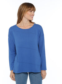 pull femme coton lin bleu indigo made in france