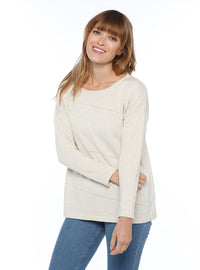 pull femme coton lin ajoure made in france