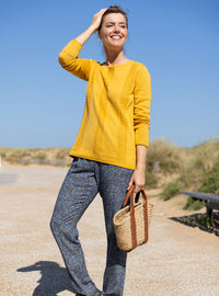 Pull femme maille jersey jaune