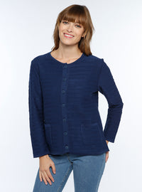 Cardigan femme coton bleu marine fabriqué en France