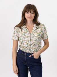 chemisier femme à fleurs vert feuillage fabriqué en France