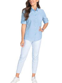 pantalon femme jegging 7 8 raye bleu