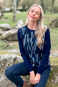 Pull Jacquard laine mérinos col rond