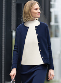 veste femme en laine bleu marine