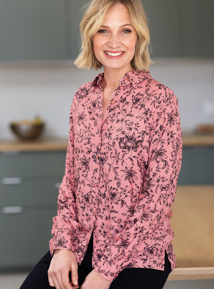 chemisier femme en viscose chaude rose