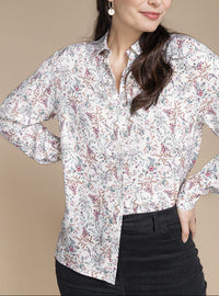 chemise chaude femme imprimé floral bleu