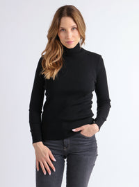 sous-pull col roulé noir femme devant