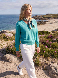 Pull col V oversize vert Aglaé