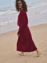Pull Agathe rouge bourgogne en laine fine mérinos