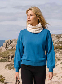 Pull col rond oversize bleu Agathe