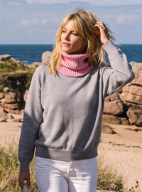 Pull col rond oversize gris Agathe