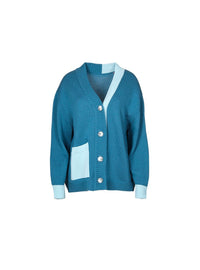 Gilet Albertine vert bleuté bicolore