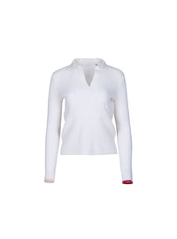 Polo angélique en laine et cachemire blanc naturel