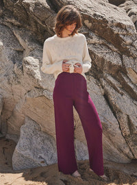 pantalon alexia violet nuit maille lisse structurée