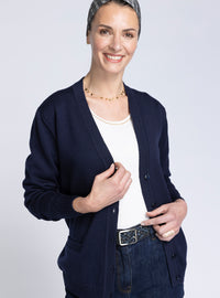 gilet femme laine bleu marine made in france