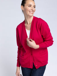 gilet femme rose rubis maille épaisse